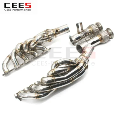 Stainless Steel CEES Exhaust System - Headers, Test Pipe & No - cat Downpipe for Audi R8 V10 5.2 Manifold - Image 6