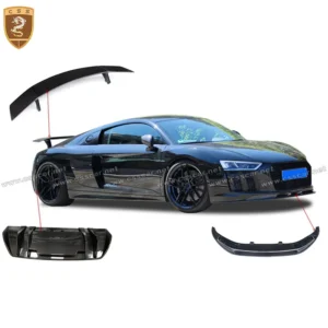 For Audi-R8 2007-2015 car body kit Vors style real carbon fiber front rear diffuser splitter auto spoiler tail wing decoration
