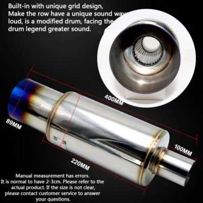 Stainless Steel Drum Modified Sports Car Sound Waves Universal Exhaust Pipe Oblique Muffled And Vigorous Drum - immagine 4