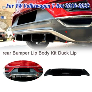 Spoiler General Shark Fin Car Rear Bumper Lip Fin Diffuser For VW Volkswagen T-Roc 2018-2022 Car Rear Bumper Lip ABS Wing