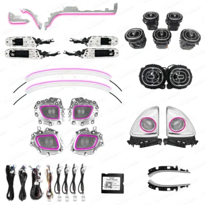 For Upgrade 64 Colors LED Car Interior Ambient Lighting Kit For Mercedes Benz GLC -W254 W206 2022+ Atmosphere Strip Accessories