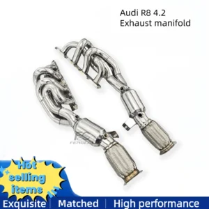 For Audi R8 V8 4.2 high flow stainless steel exhaust manifold catalytic converter modified racing performance