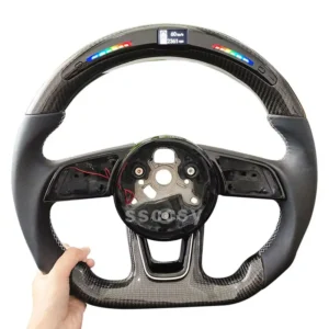 Carbon Fiber Steering Wheel Suitable For Audi A4 B9 A3 8V S3 S4 RS3 RS4 Q3 Q7 Q5, Equipped With LED, Sports Car Accessories
