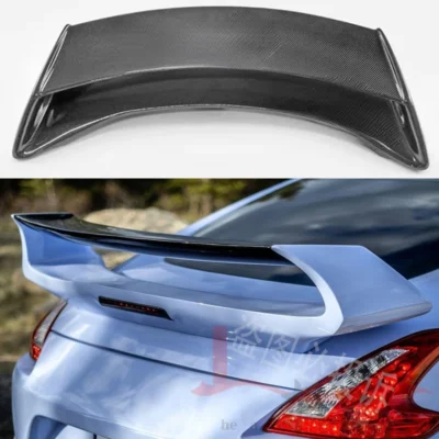 For 2009-2015 Nissan 370Z Z34 double-layer GT style car rear trunk diffuser spoiler wing panel rear tailgate trim Unpainted FRP - immagine 3