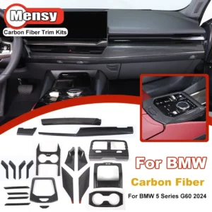 For BMW 5 Series G60 2024 Car Interior Carbon Fiber Dashboard Center Console Panel Cover Trim Kits