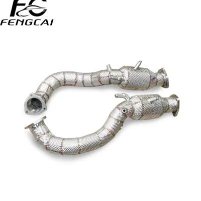 High flow exhaust downpipe converter for 2019-2023 Porsche 718 GTS 4.0 stainless steel exhaust downpipe retrofit