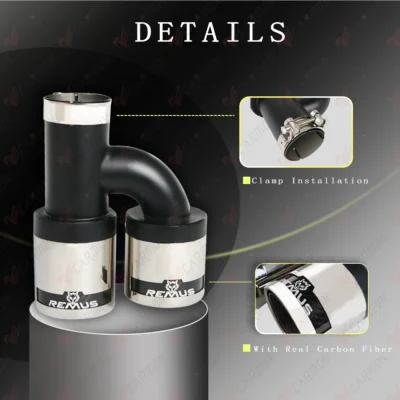 Car Universal Dual Pipe Exhaust Muffler 304 Stainless Steel Carbon Fiber Remus Sport Exhaust Tip for Car Modification - immagine 6