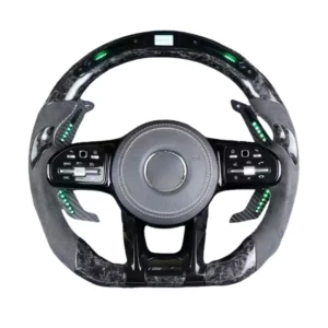 For Car Steering Wheel For Mercedes-Benz W177 W213 W204 W205 W211 C257 Carbon Fiber Sports LED Paddles LED Steering Wheel