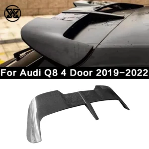 Car Rear Trunk Lid Flap Window Wing Diffuser For Audi Q8 4 Door Carbon Fiber Rear Roof Spoiler Lip Tail Wing Splitter Body Kit