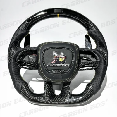 Carbon Fiber Steering Wheel for Dodge CHALLENGER Challenger ChargerSRT HELLCAT Car Sports Steering Wheel with LED