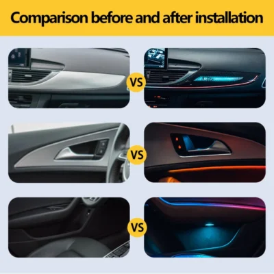 LED Ambient Lights For Audi A6 A6L C7 C8 2012-2024 Models 64 Colors Rainbow Atmosphere Lamps APP/ Car Play/Car Radio Control - immagine 2