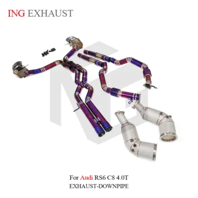 ING Full Exhaust System Performance Catback for Audi RS6 RS7 C7 C8 4.0T With Resonant Tube Exhaust Downpipe Auto Tuning System - Image 6