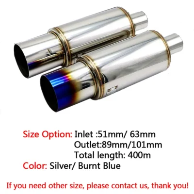 Stainless Steel Drum Modified Sports Car Sound Waves Universal Exhaust Pipe Oblique Muffled And Vigorous Drum - immagine 5