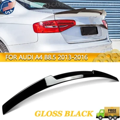 M4 Style Glossy Black Rear Trunk Lip Ducktail Spoiler Wings Fit For 2013-2016 Audi A4 B8.5 Sedan Rear Trunk Tail Wing Body Kit