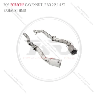 HMD Exhaust System Stainless Steel Performance for Porsche Cayenne Turbo 958.1 4.8T resonant tube+Downspout - Image 2