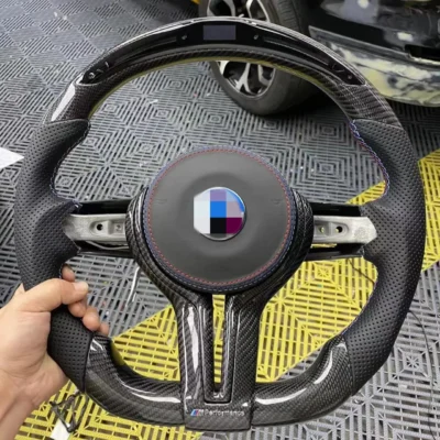 BMW F10 F20 F30 X1 X2 X3 E60 sports design carbon fiber steering wheel with LED upgraded car steering wheel - immagine 3