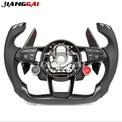 HandMade F1 Carbon Fiber Car Sports Steering Wheel Fit For Audi S3 S4 S5 A3 A4 A5 RS3 2010+ Accessories Black Leather W/Paddle - immagine 2