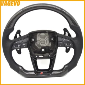 Bright carbon fiber Alcantara leather flat bottomed sports steering wheel for Audi Q5 FY, Car Accessories
