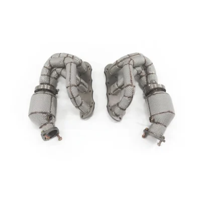 High Quality Stainless Steel Exhaust Header Downpipe for Porsche Cayman 981 GT4 3.8T with Head Shield Auto Turning Pipe Parts