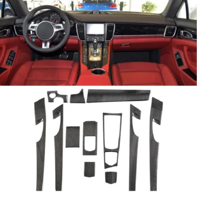 Carbon Fiber Car Interior Door Panel Gear Shift Dashboard Panel Trims kit Cover for Porsche Panamera 970 2010-2016