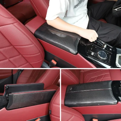Real Carbon Fiber Kit Car Central Control Gear Cover, Instrument Panel Decorative Panel Fit for BMW 5 Series I5 G60 2024+ LHD - immagine 4