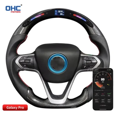 OHC Motors 100% Real Carbon Fiber Leather Alcantara Race Car LED Perfromance Display Steering Wheel Compatible For BMW I8