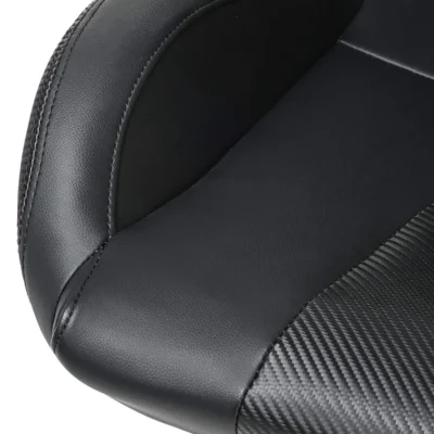 Black PVC Carbon Look With Double Slider And Single Adjustor For Automobile Car Use Sports Racing Seat - immagine 3