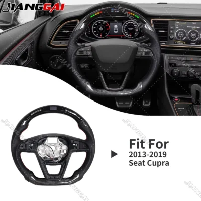 Real Carbon Fiber LED Steering Wheel for Seat Leon MK3 Cupra 2015-2020 Perforated Leather Steering Wheel Car Accessories - immagine 4