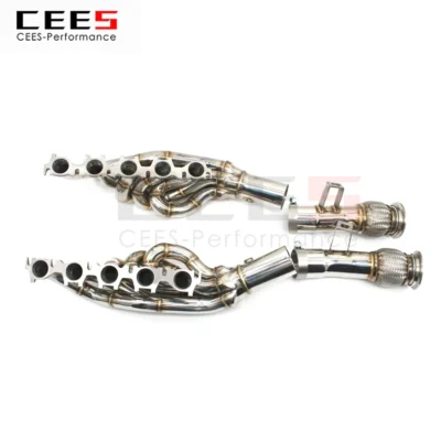 Stainless Steel CEES Exhaust System - Headers, Test Pipe & No - cat Downpipe for Audi R8 V10 5.2 Manifold - Image 4