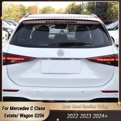 Car Rear Roof Spoiler Wing Window Tail Wing Diffuser Tuning Gloss Black For Mercedes Benz C Class Estate/ Wagon S206 2022-2024+