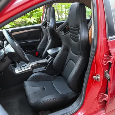 Black PVC Carbon Look With Double Slider And Single Adjustor For Automobile Car Use Sports Racing Seat - immagine 6