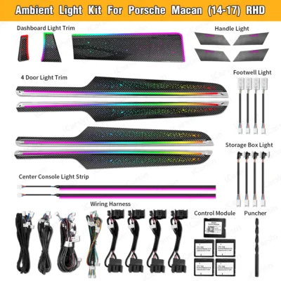 ICarsin Upgrade Symphony LED Car Interior Ambient Light For Porsche Macan 2014-2024 Atmosphere Strip Decoration Accessories RHD - immagine 3