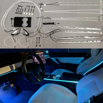 For Tesla Model 3 2019-2020 Decorate Inter Lamp Touch Control Inter Car Ambient Light Center Pillar Horn Cover Atmosphere Light - immagine 2