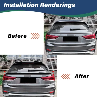 For Audi Q3 Sportback 2019 2020 2021 2022 Trunk Spoiler Gloss Black Mid-wing Splitter Diffuser Body Decoration Modification Kit - immagine 2