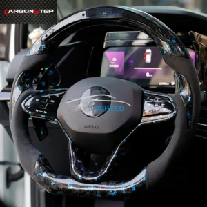 For Volkswagen VW Golf 8 GTI Forged Carbon Fiber LED Steering Wheel Suede Leather With Paddles Shift Sports Cars