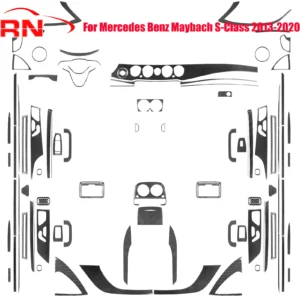 For Mercedes Benz Maybach S-Class 2013-2020 Modified Carbon Fiber Car Steering Wheel Gear Interior Full Set Decorative Sticker