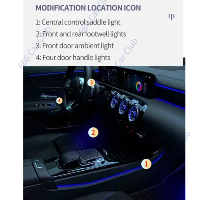64 Colours Ambient Light for Mercedes Benz W177 W118 W247 A/B/CLA/GLA/GLB Class RGB LED Air Vents Car Door Seats Decorative Lamp - immagine 4