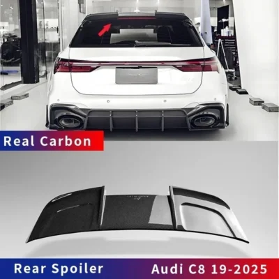 For Audi RS6 C8 Real Carbon Fiber Rear Top Roof Spoiler Splitters &Tail Wing Diffuser Modification accessories Body Kit 19-2025