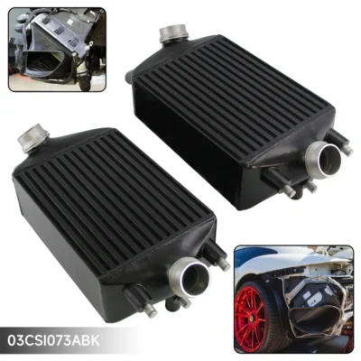 Twin Intercooler High performance Racing Radiators Set Black Fits For Porsche 911 Turbo / Turbo S 991.1/991.2