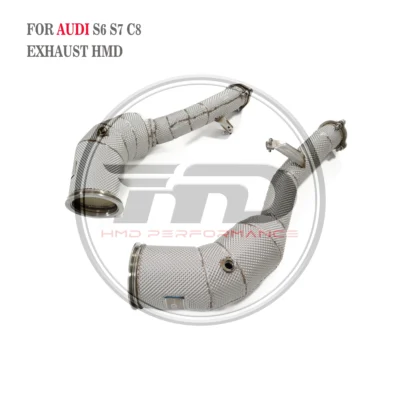 High Flow Performance Downpipe for Audi S6 S7 C8 2.9T 2020+ HMD Exhaust System - Image 3