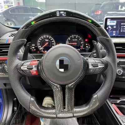 BMW F10 F20 F30 X1 X2 X3 E60 sports design carbon fiber steering wheel with LED upgraded car steering wheel - immagine 5