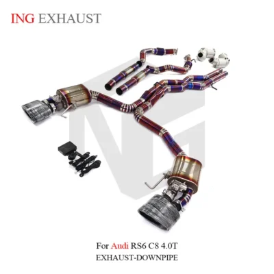 ING Full Exhaust System Performance Catback for Audi RS6 RS7 C7 C8 4.0T With Resonant Tube Exhaust Downpipe Auto Tuning System - Image 2