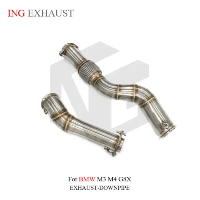 ING Stainless Steel for BMW M3 M4 G8x Downpipe Exhaust Pipe System Without Heat Shield Auto High Performance Tuning Parts - immagine 6
