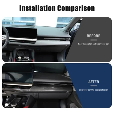 Real Carbon Fiber Kit Car Central Control Gear Cover, Instrument Panel Decorative Panel Fit for BMW 5 Series I5 G60 2024+ LHD - immagine 2