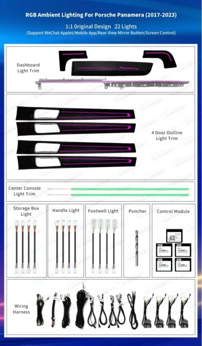 For ICarsin Upgrade Symphony LED Car Interior Ambient Light For Porsche Panamera 2023-2017 Atmosphere Strip Decoration Accessori - Image 2