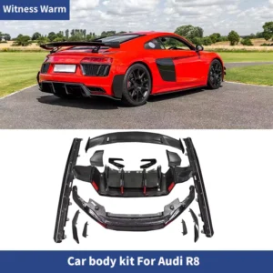 Dry Carbon Fiber Front Lip Rear Bumper Diffuser Rear Spoiler Side Skirts for Audi R8 Car Body Kit 16-18