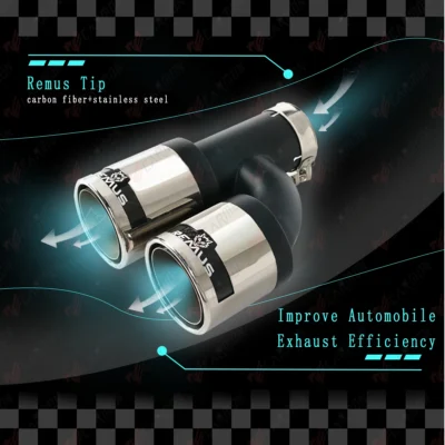Car Universal Dual Pipe Exhaust Muffler 304 Stainless Steel Carbon Fiber Remus Sport Exhaust Tip for Car Modification - immagine 4