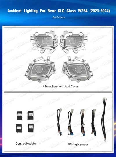 For Upgrade 64 Colors LED Car Interior Ambient Lighting Kit For Mercedes Benz GLC -W254 W206 2022+ Atmosphere Strip Accessories - immagine 6