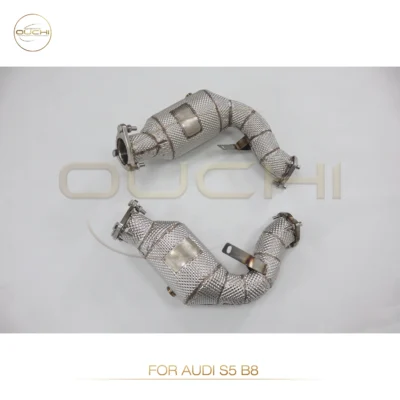 OUCHI High Flow Exhaust Downpipe For Audi S5 B8 2008-2016 3.0T 4.2 With Shield Auto Performance Parts Pipes - Image 2