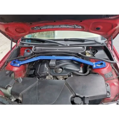 Front Strut Bar Tower Brace for BMW 3 Series (E46) Racing Engine Aluminum Alloy Stabilized Anti-Roll Sway Bar - immagine 2